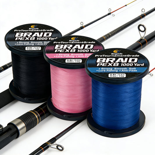 Detailed shot of metallic fishing reel spool with gold rim accents and fishing thread